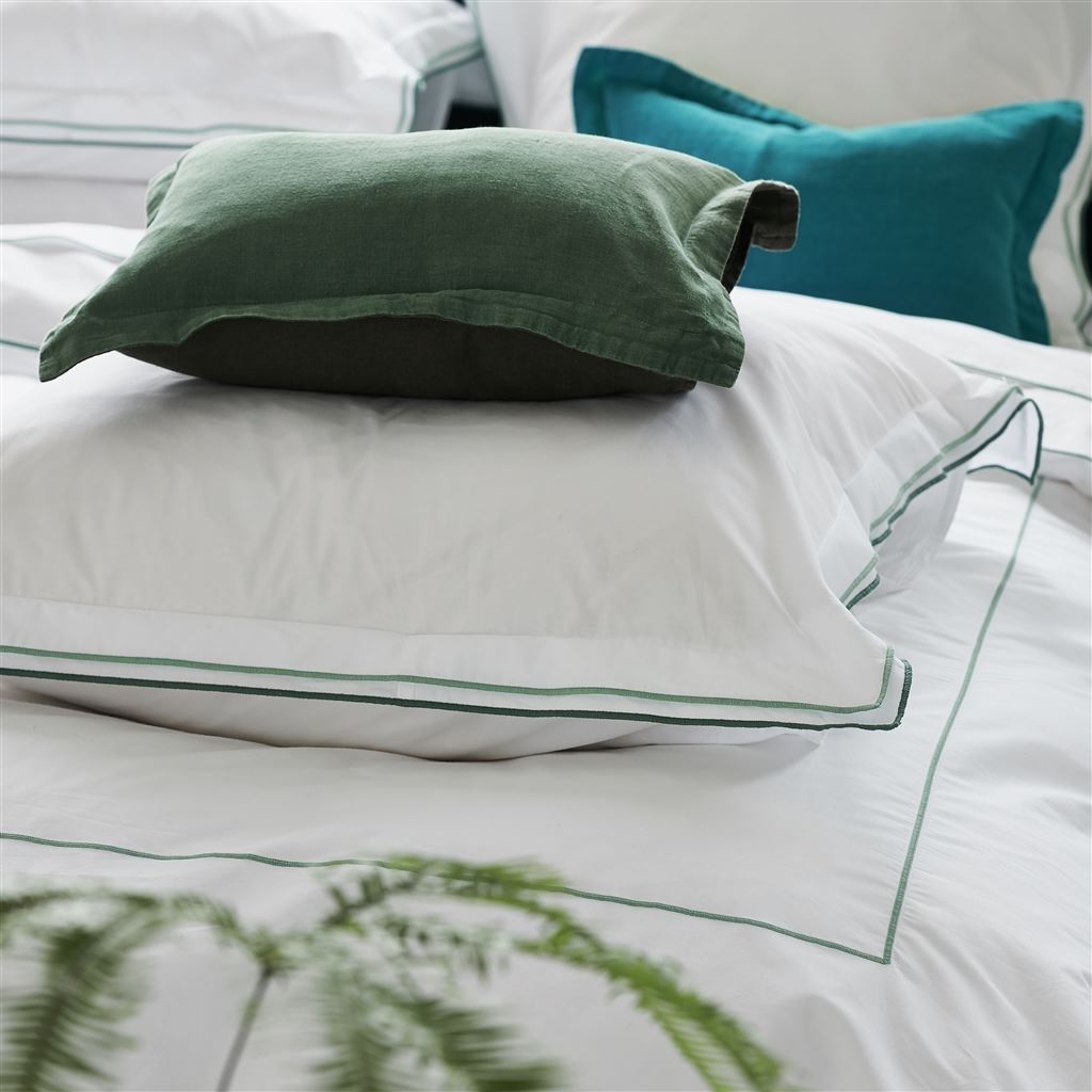 Astor Azure & Antique Jade Cotton Bed Linen