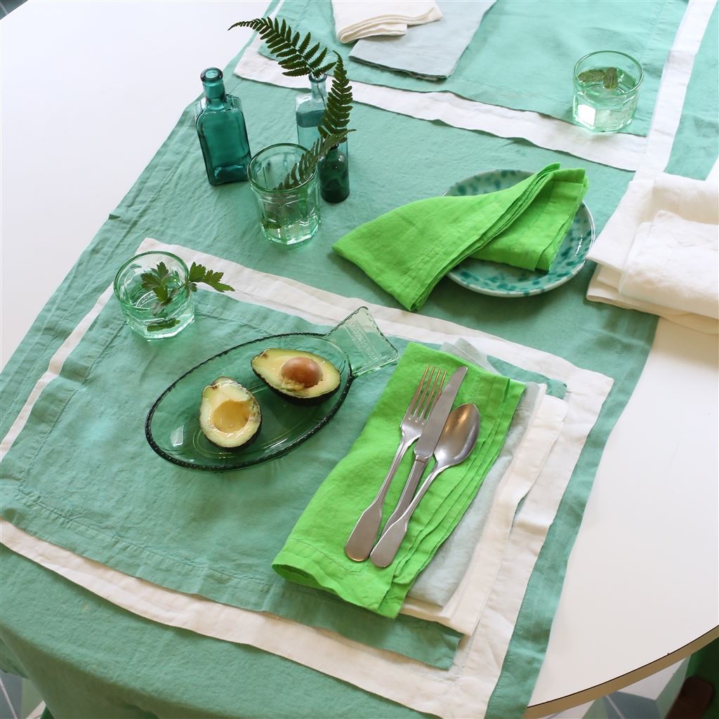 Lario Grass Linen Table Cloth, Runner, Placemats & Napkins