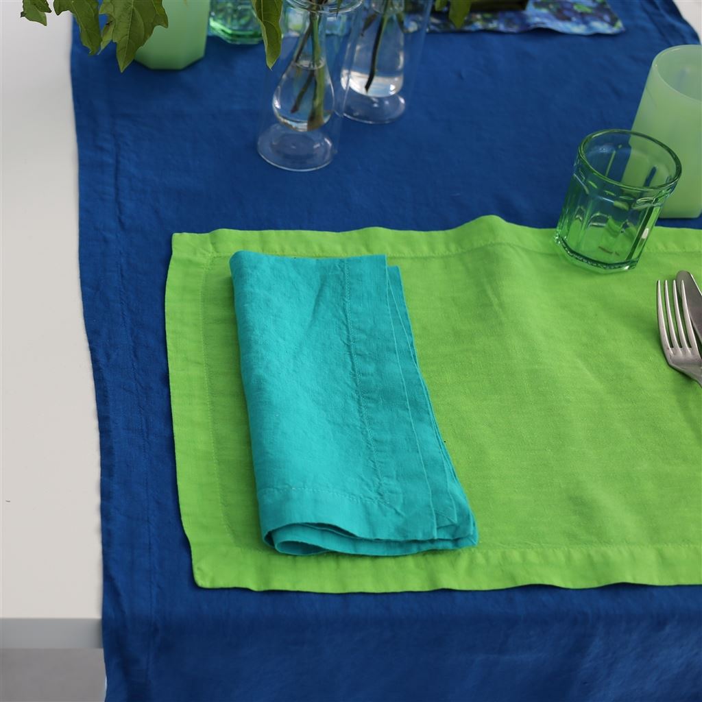 Lario Marine Linen Table Cloth, Runner, Placemats & Napkins 