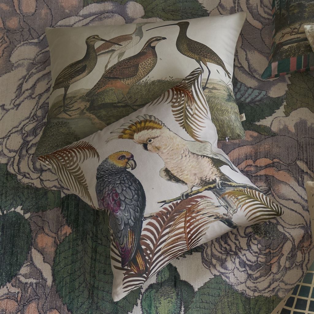 Parrot And Palm Parchment Decorative Pillow