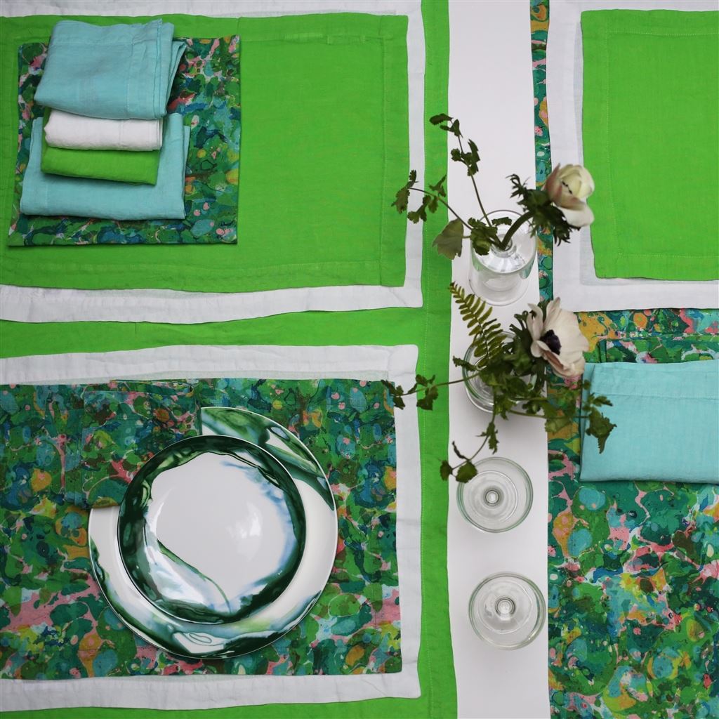 Lario Grass Linen Table Cloth, Runner, Placemats & Napkins