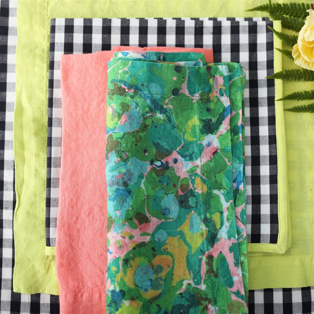 Delahaye Emerald Linen Table Cloth, Runner, Placemats & Napkins 