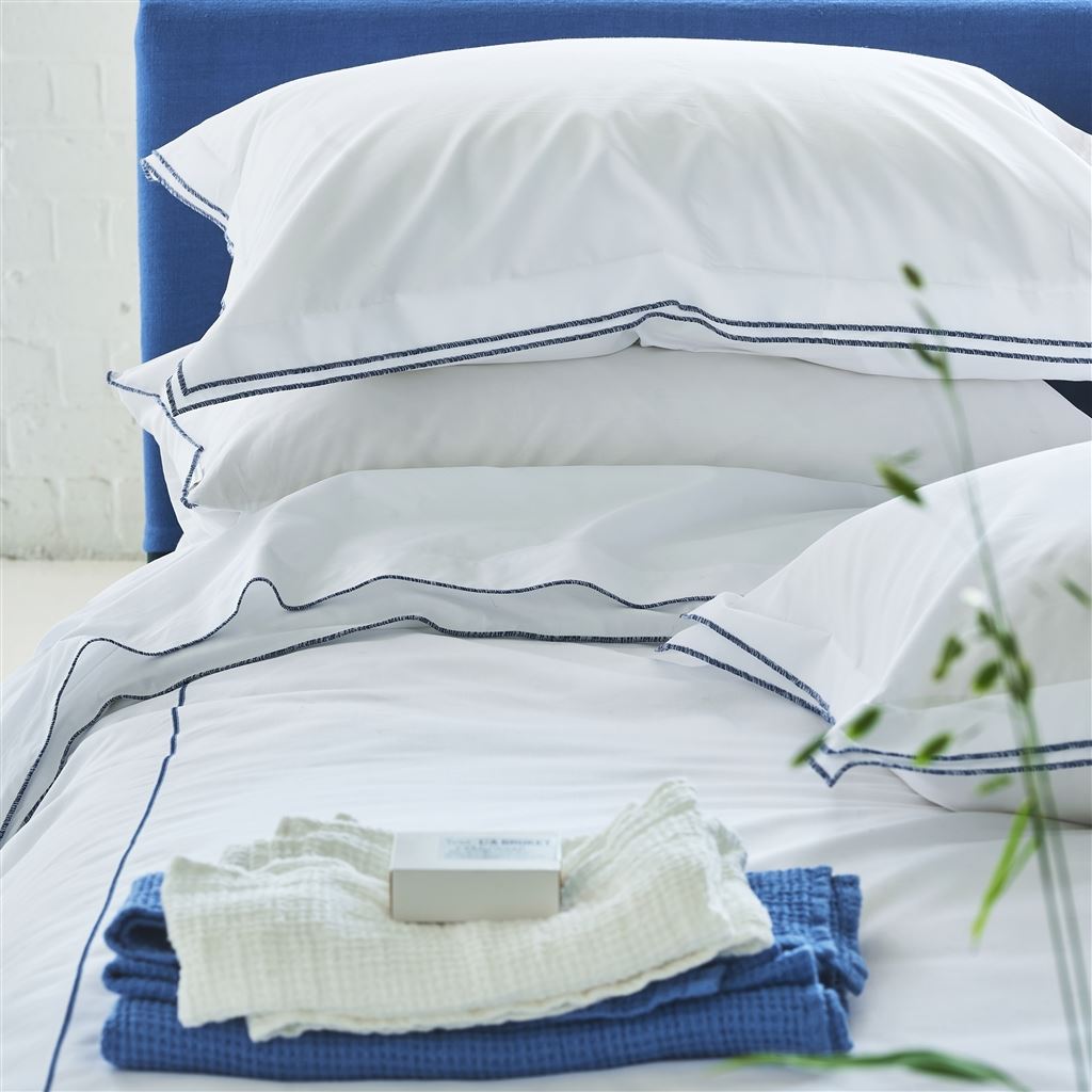 Astor Filato Cobalt Pillowcases & Flat Sheets