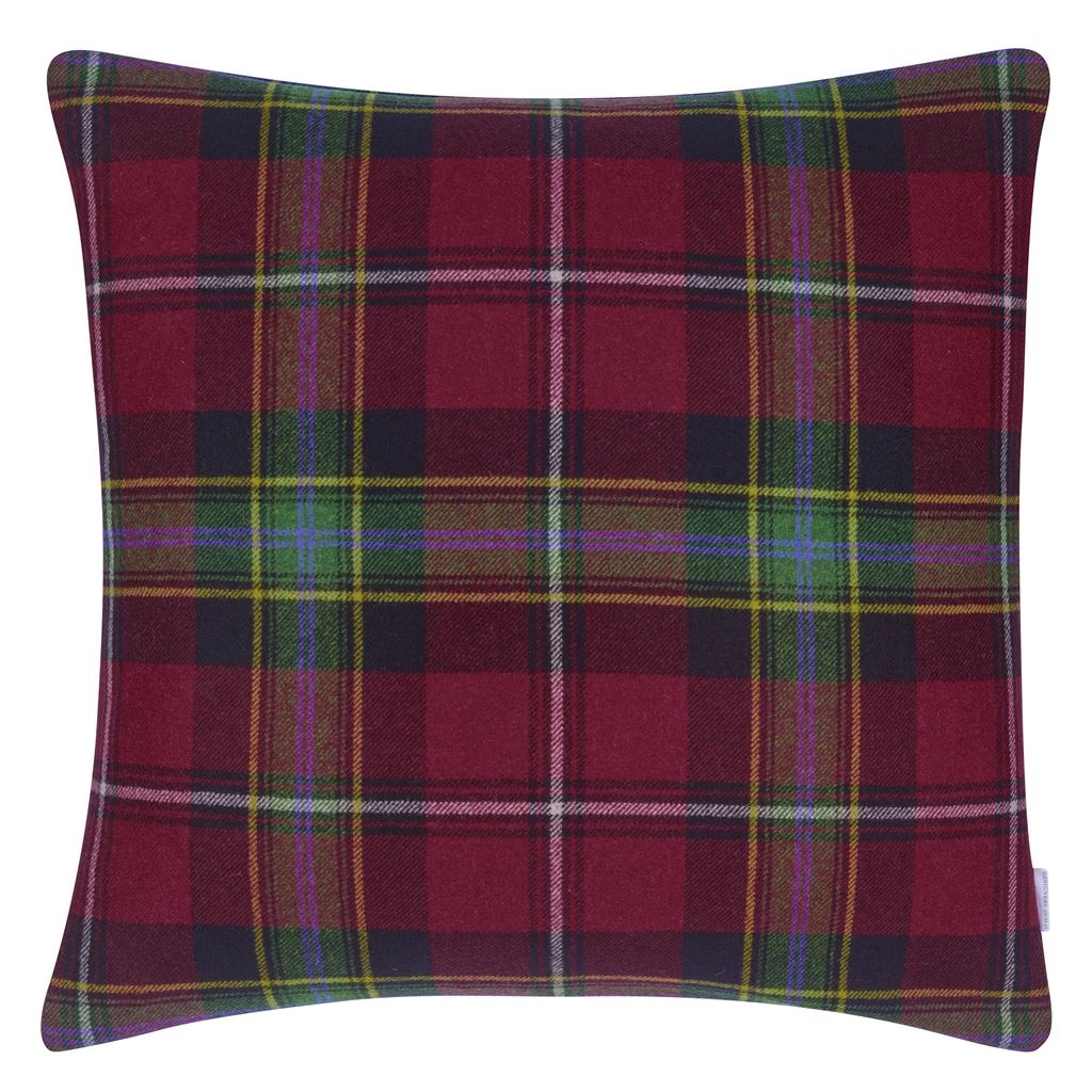 Dunmore Plaid Currant Cushion - Reverse