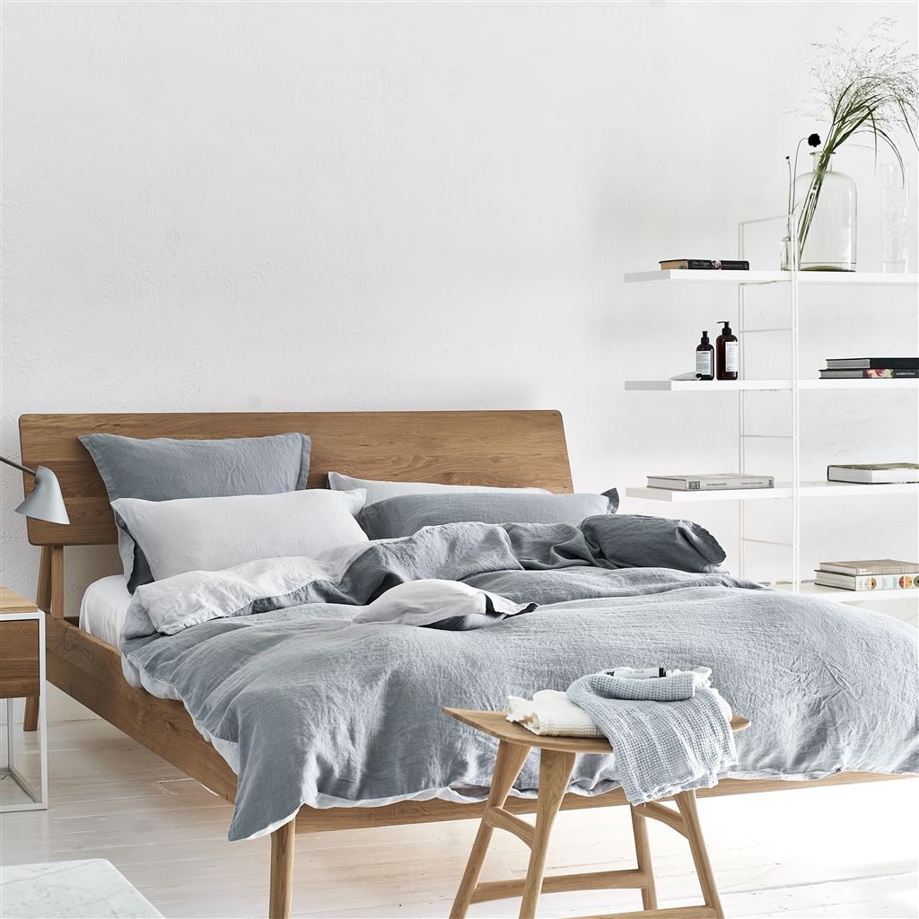 Biella Steel & Dove Pure Linen Bed Linen