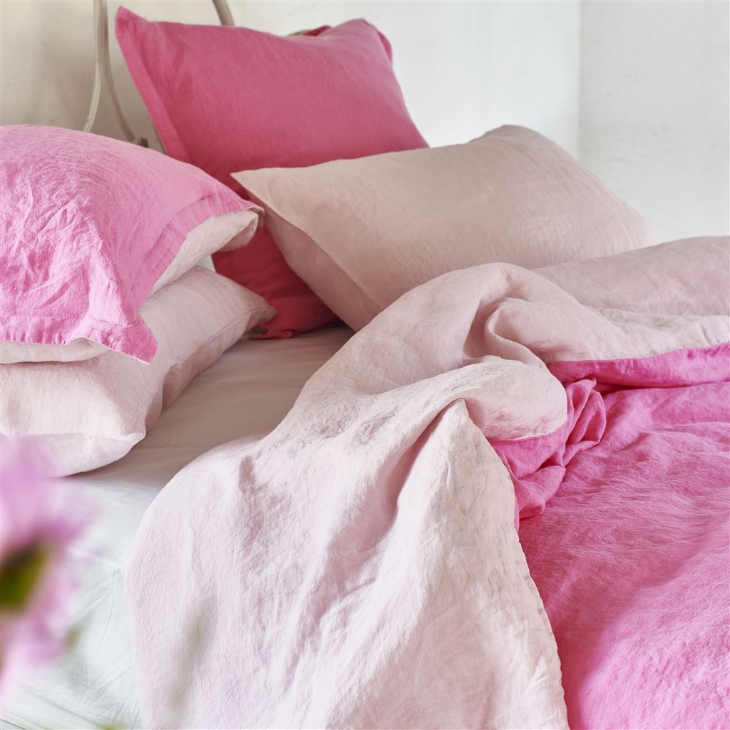 Biella Peony & Pale Rose Pure Linen Bed Linen