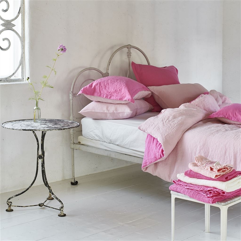 Biella Peony & Pale Rose Pure Linen Bed Linen