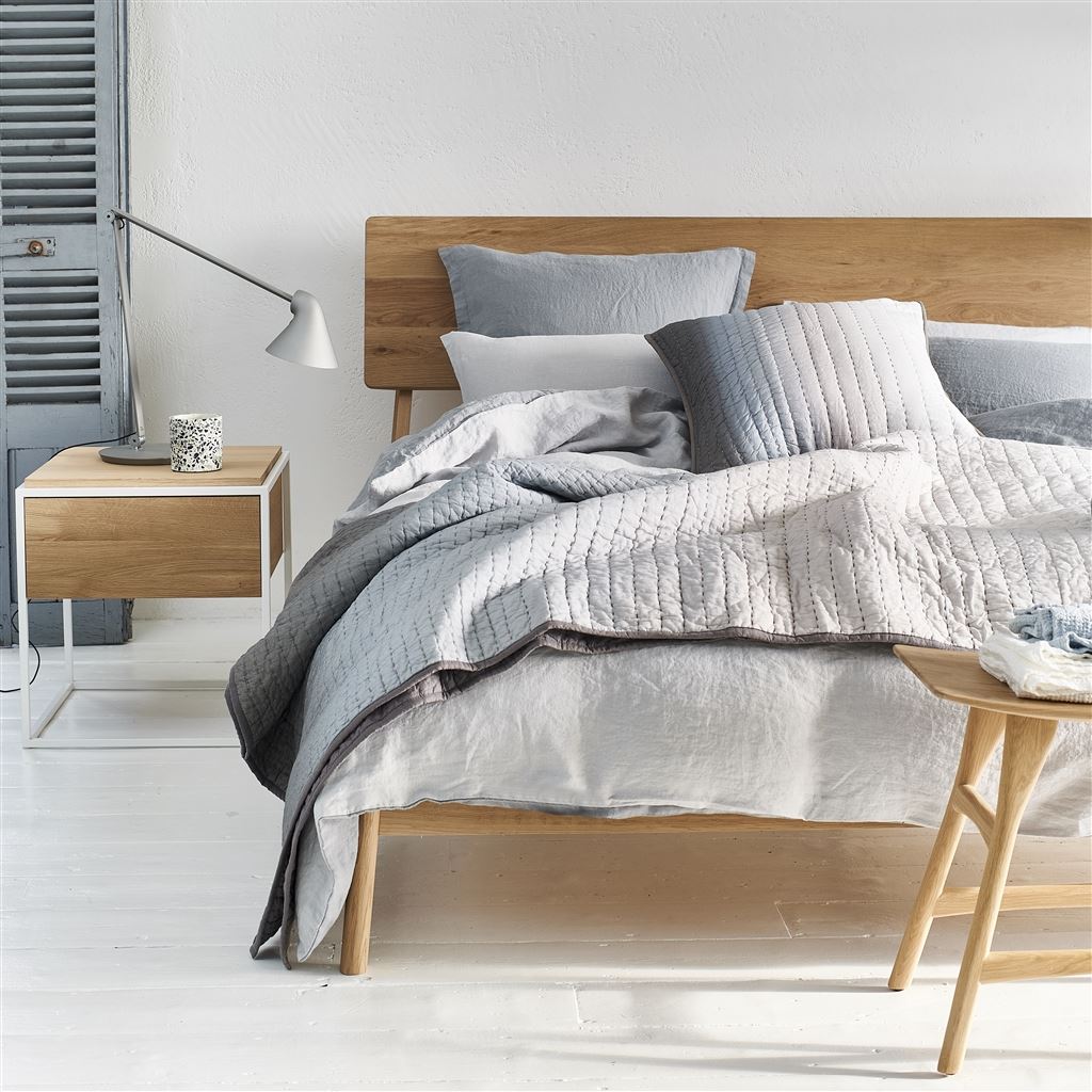 Biella Steel & Dove Pure Linen Bed Linen