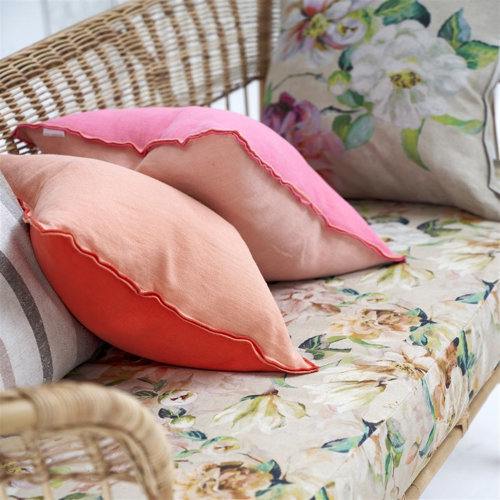 Coussin Brera Lino Hibiscus & Peach Linen 