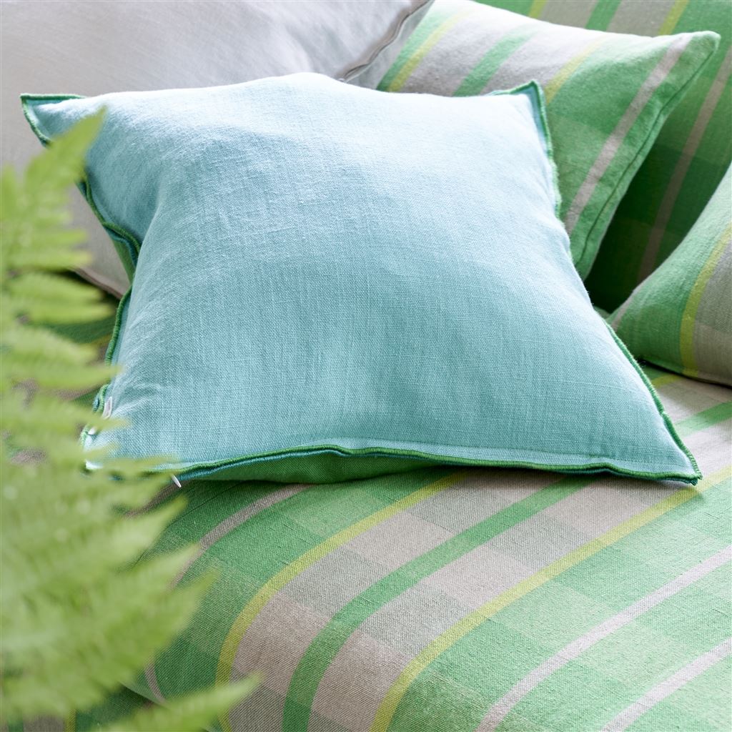 Brera Lino Emerald & Capri Linen Decorative Pillow