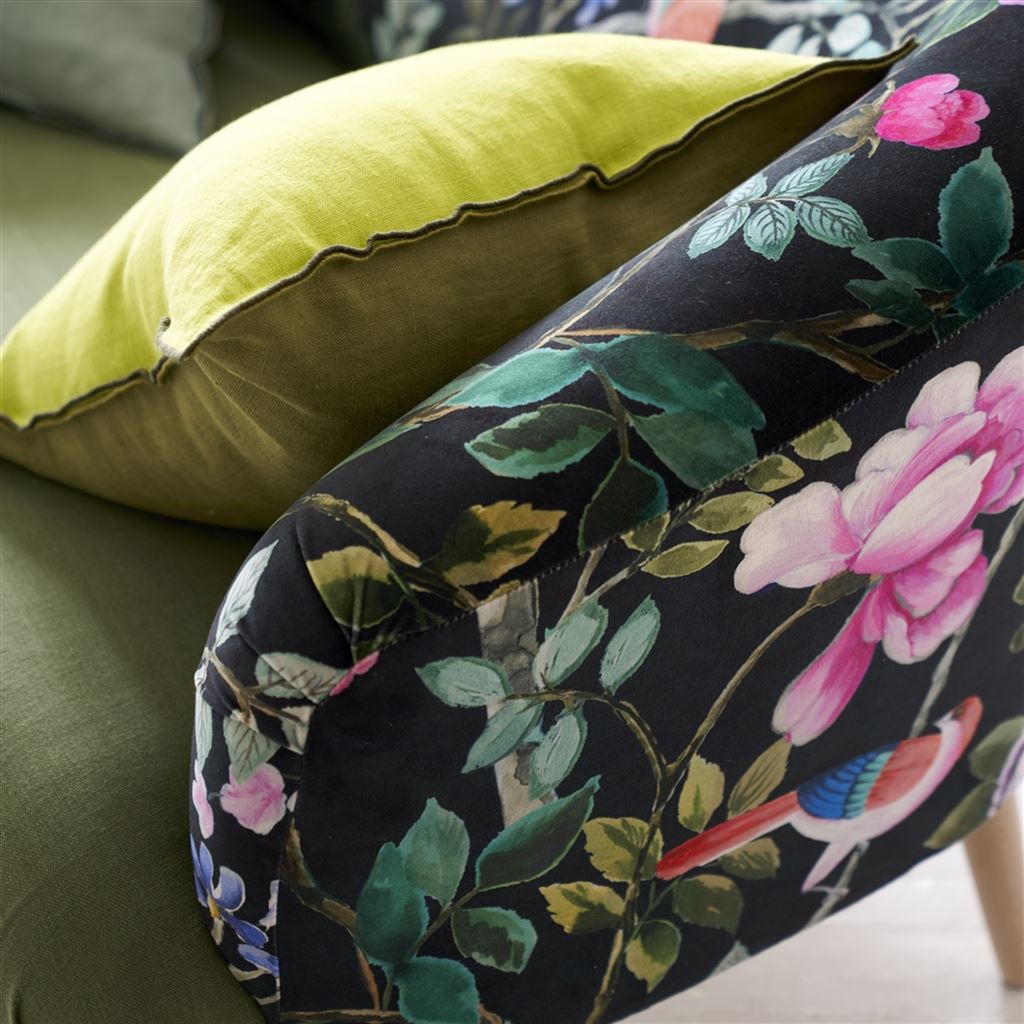 Brera Lino Lime & Moss Linen Decorative Pillow 