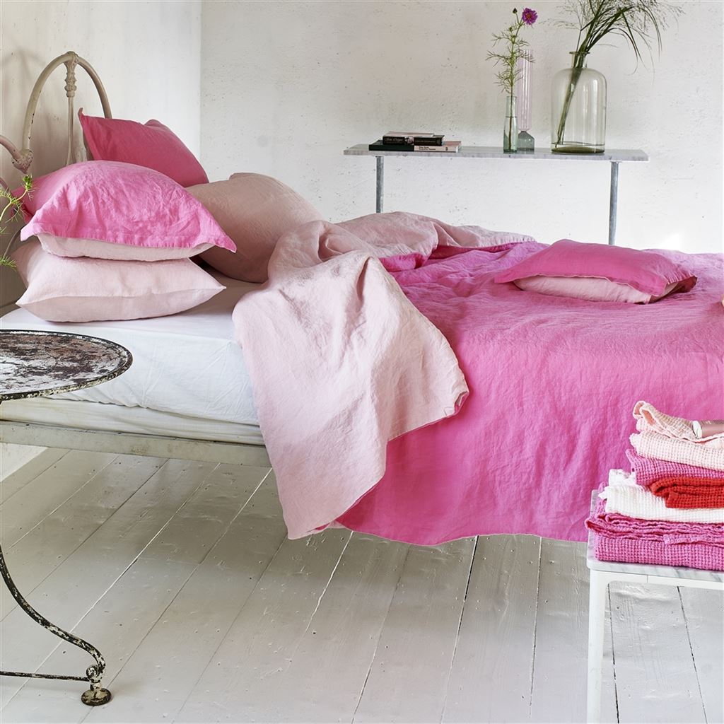 Biella Peony & Pale Rose Pure Linen Bed Linen