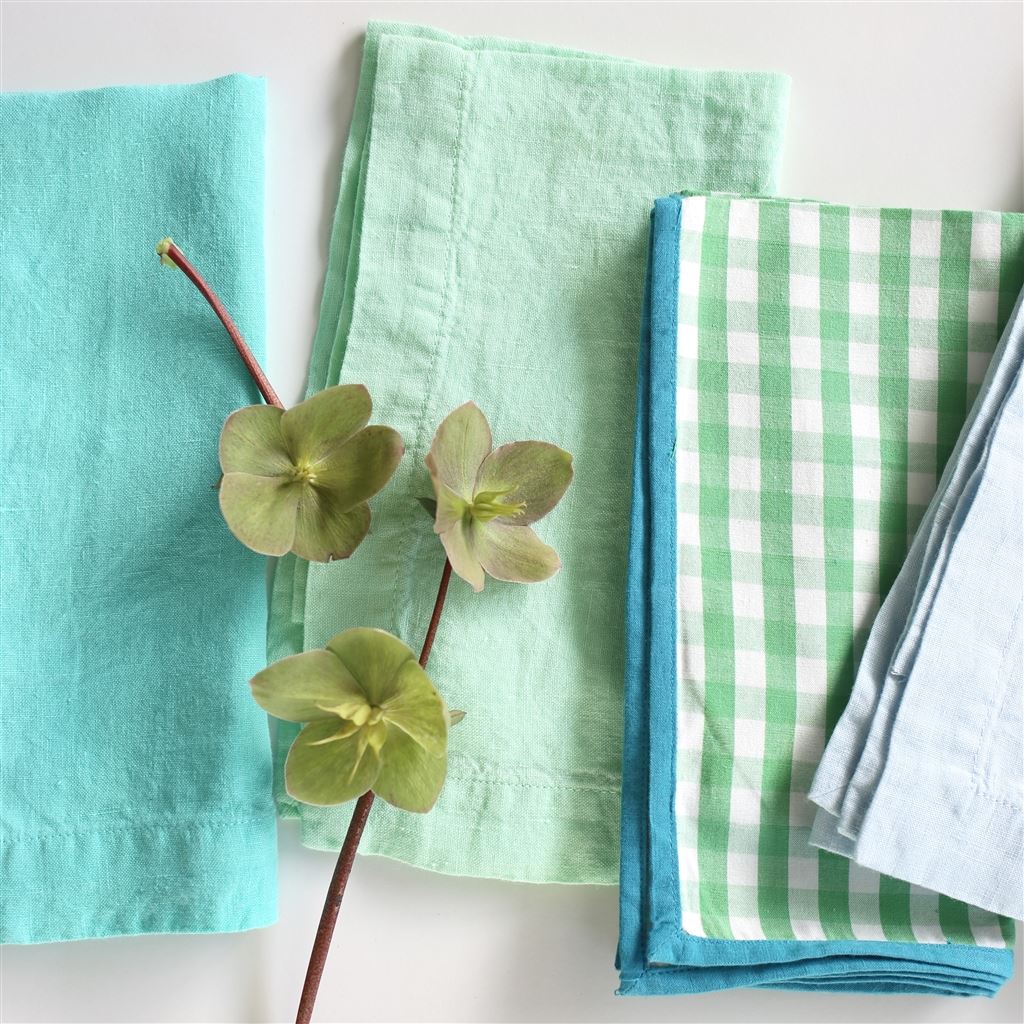 Lario Mint Linen Placemats & Napkins