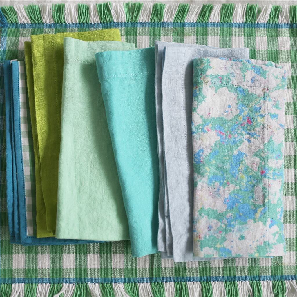 Lario Mint Linen Placemats & Napkins