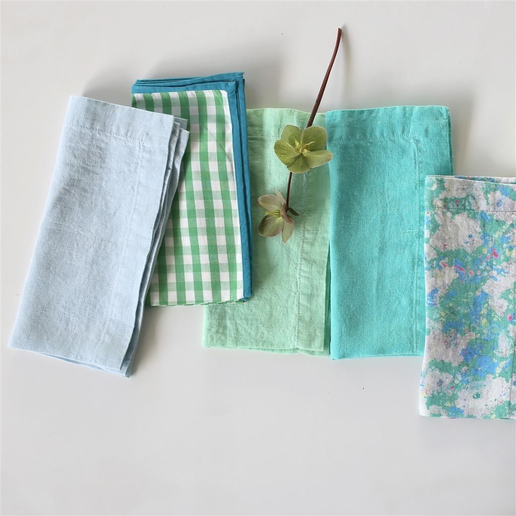 Lario Mint Linen Placemats & Napkins