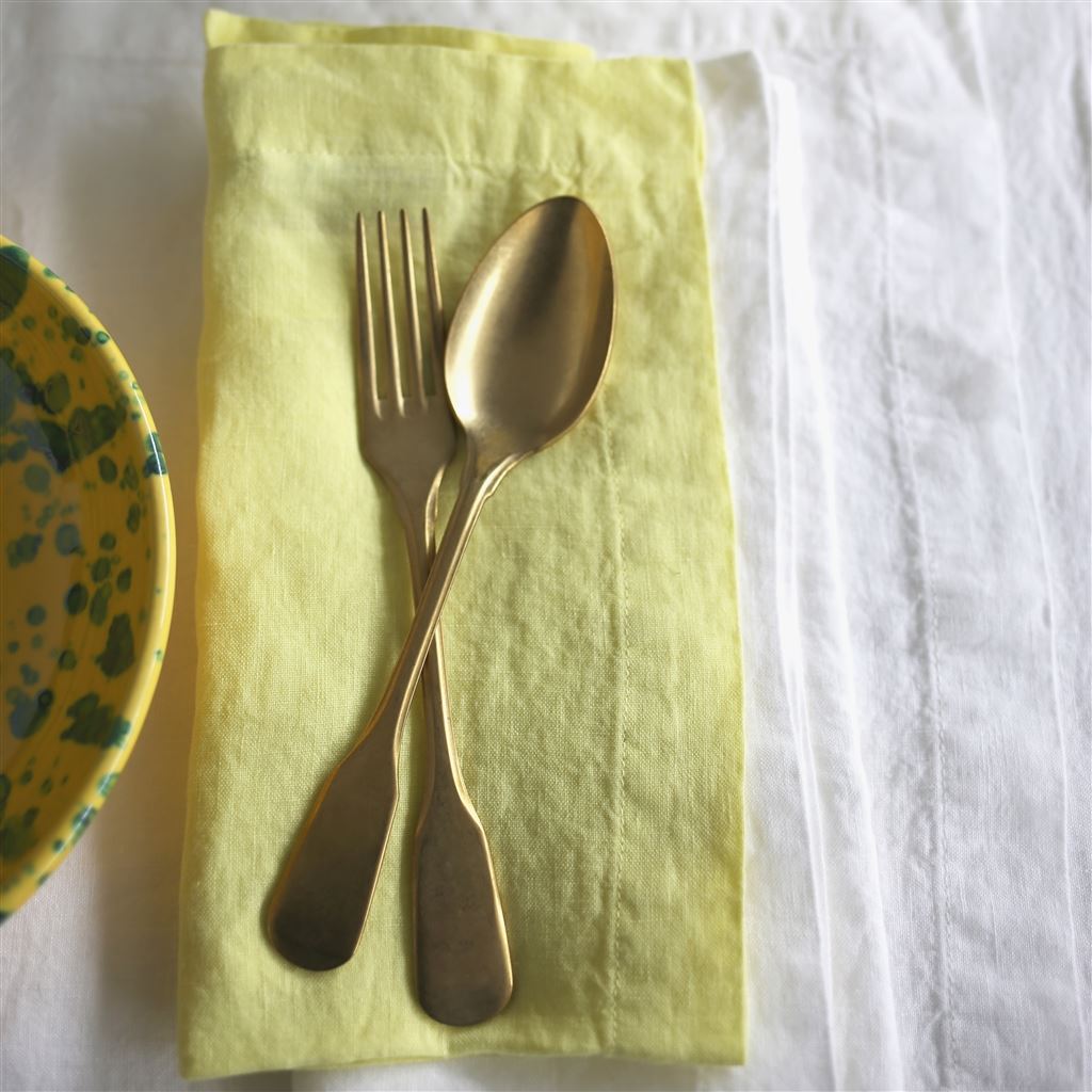 Lario Lemongrass Linen Table Cloth, Runner, Placemats & Napkins