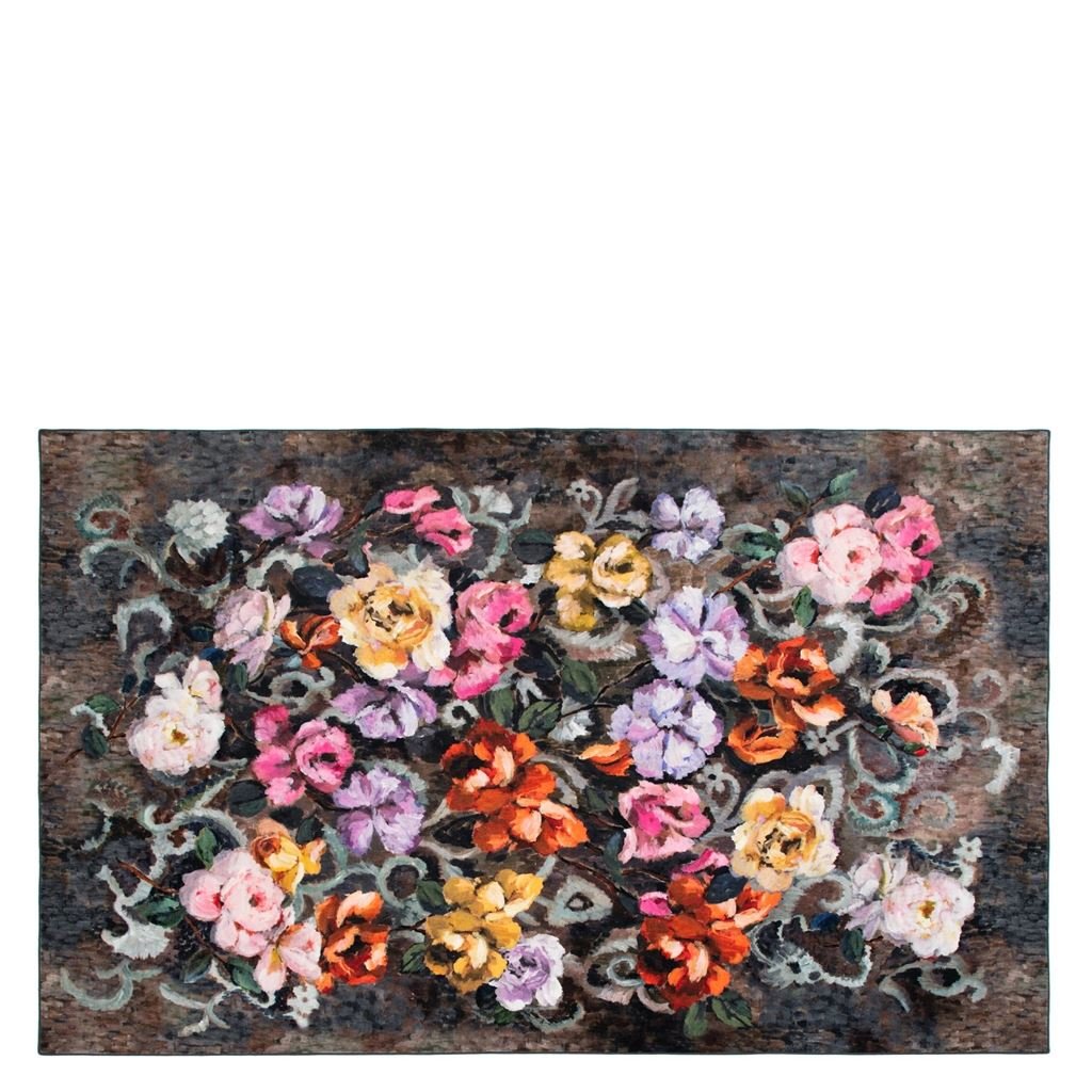 tapestry flower - damson - large rug - 200x300cm