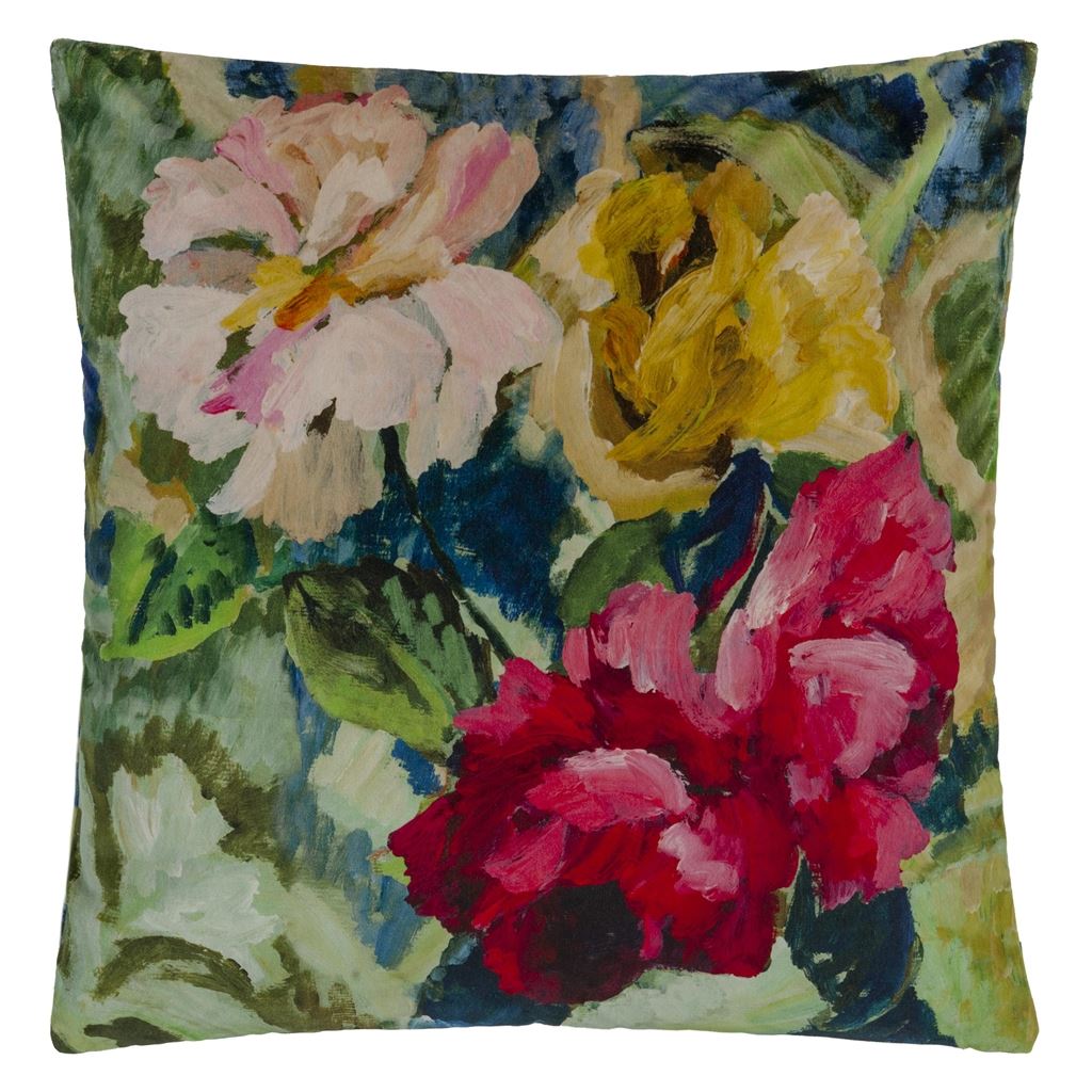 Tapestry Flower Vintage Green Cushion