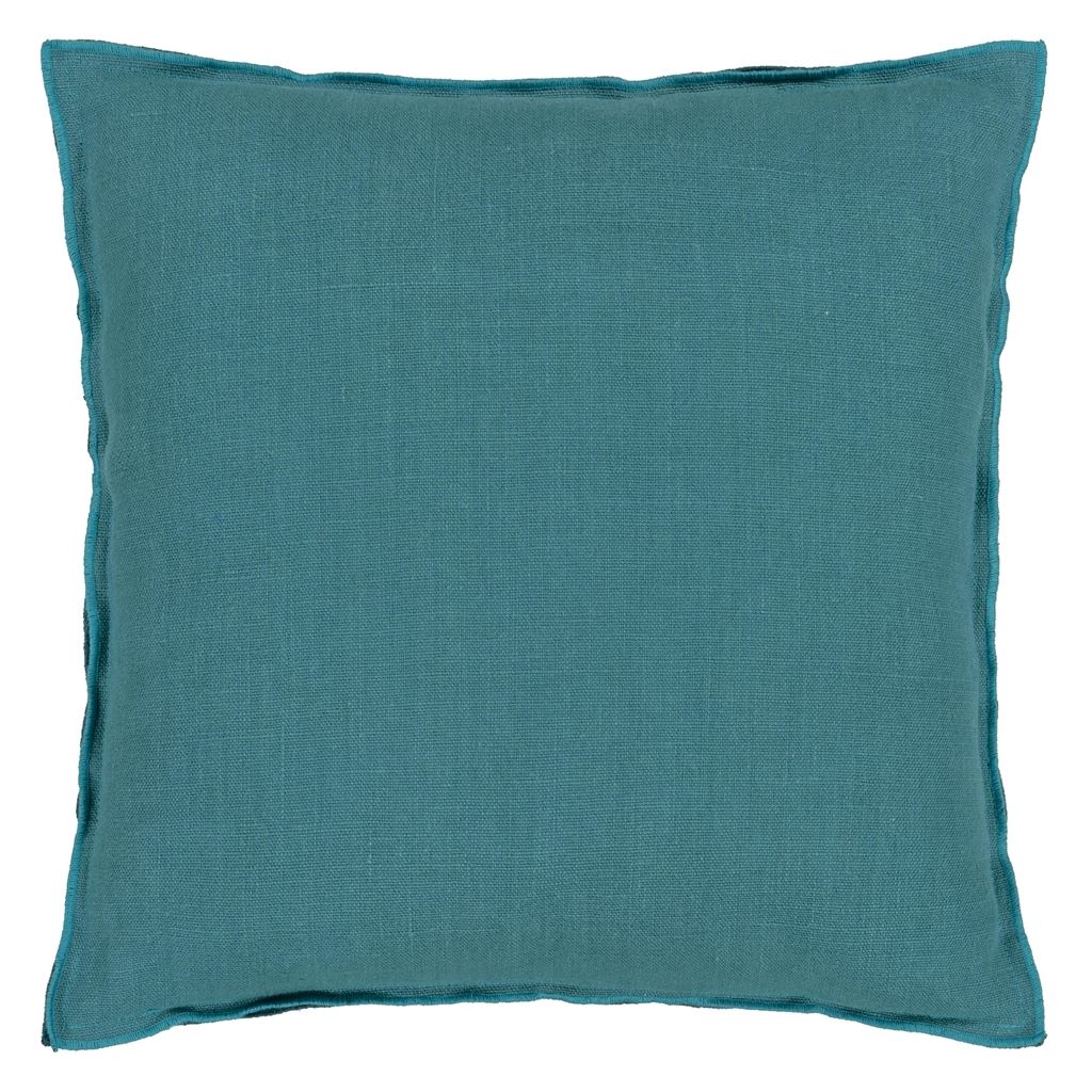 Brera Lino Indian Ocean & Teal Cushion  - Reverse
