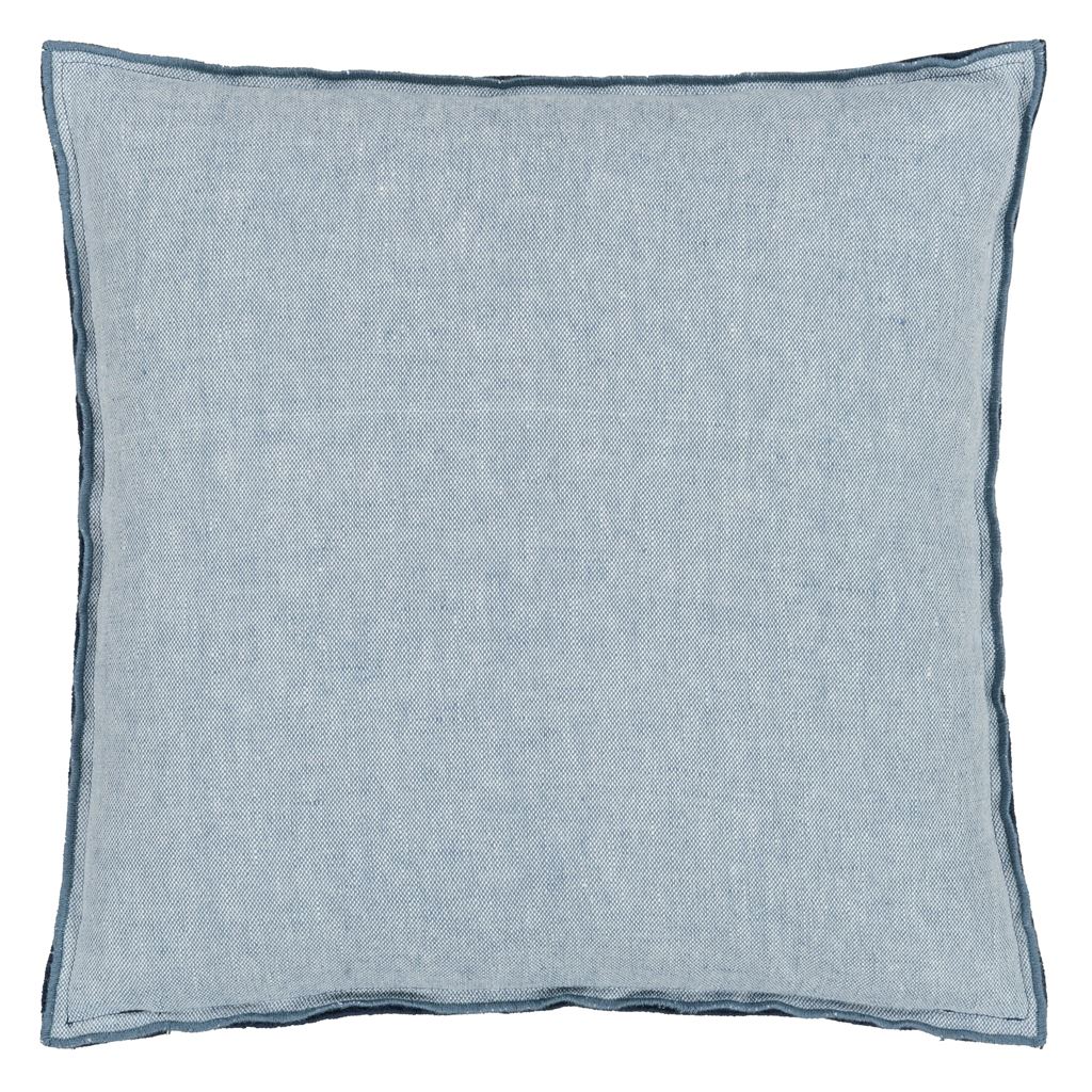 Brera Lino Midnight & Chambray Cushion - Reverse