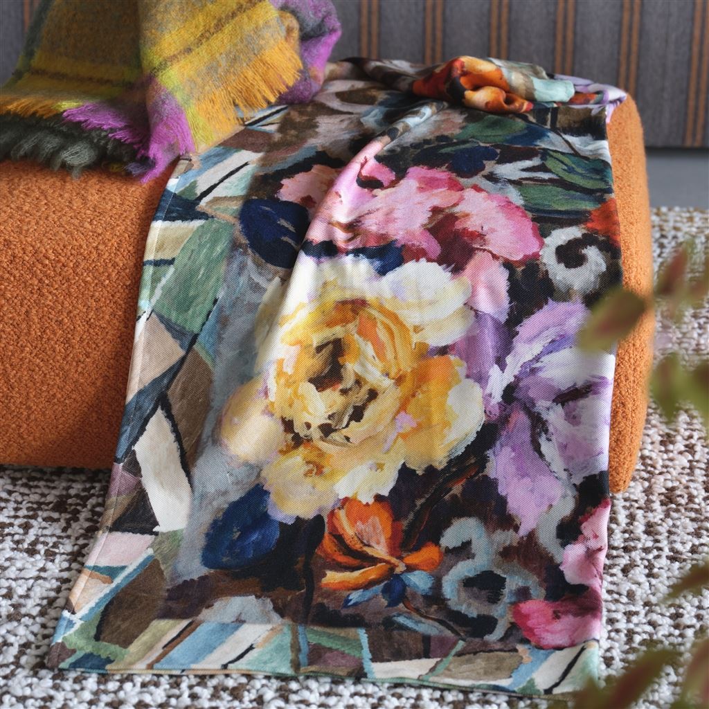 Tapestry Flower Damson Throw