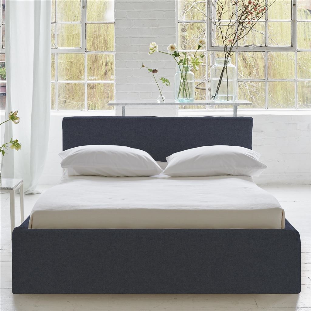Square Loose Bed Low - Single - Rothesay - Denim - Beech Leg