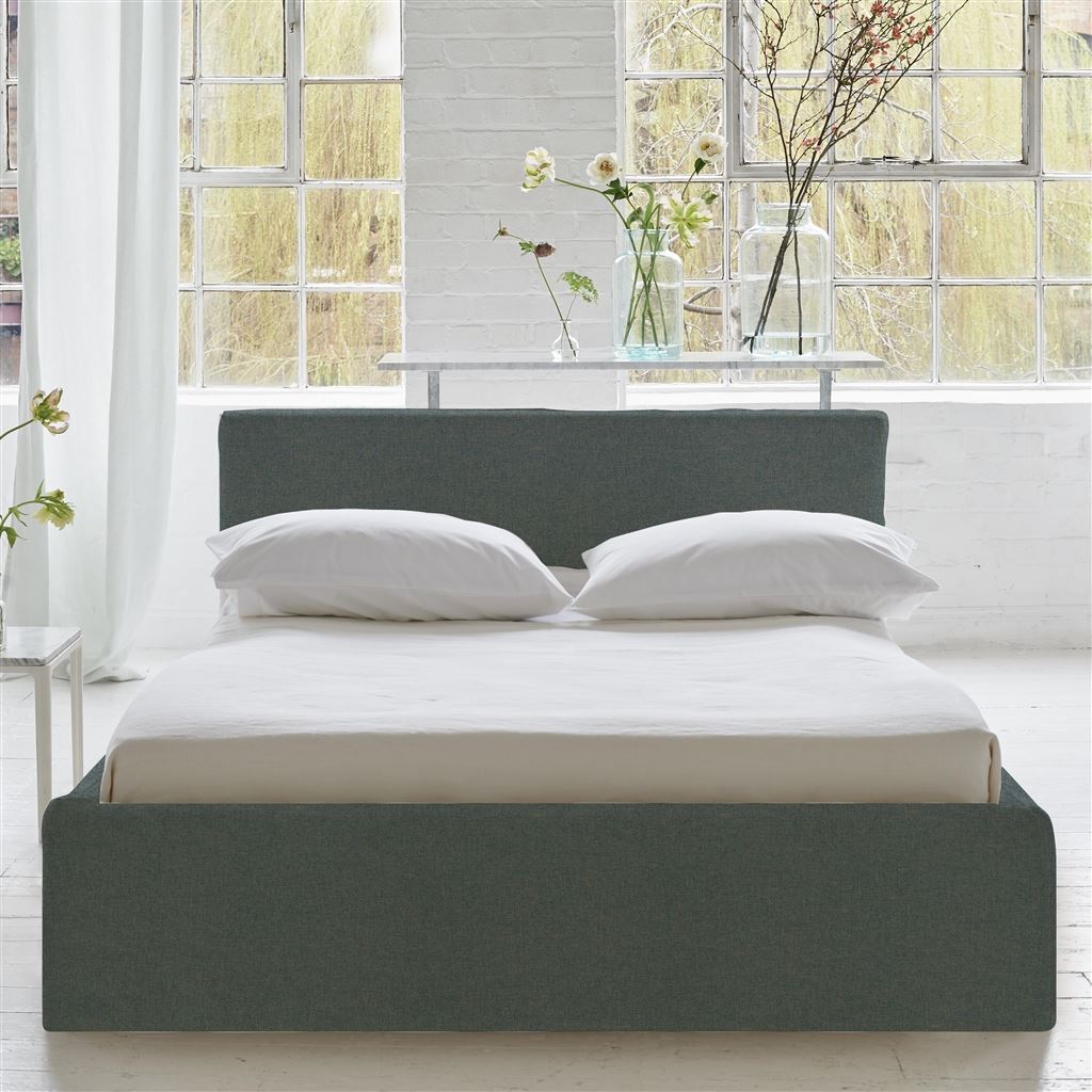 Square Loose Bed Low - Single - Rothesay - Aqua - Walnut Leg