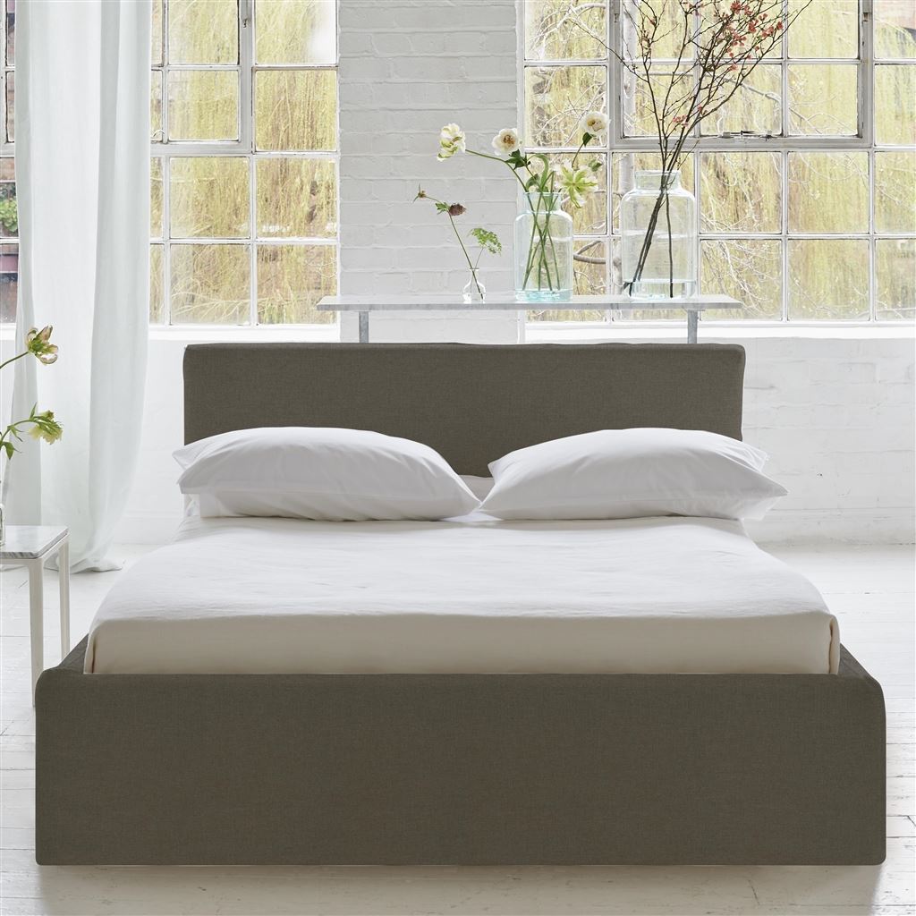 Square Loose Bed Low - Single - Rothesay - Pumice - Walnut Leg
