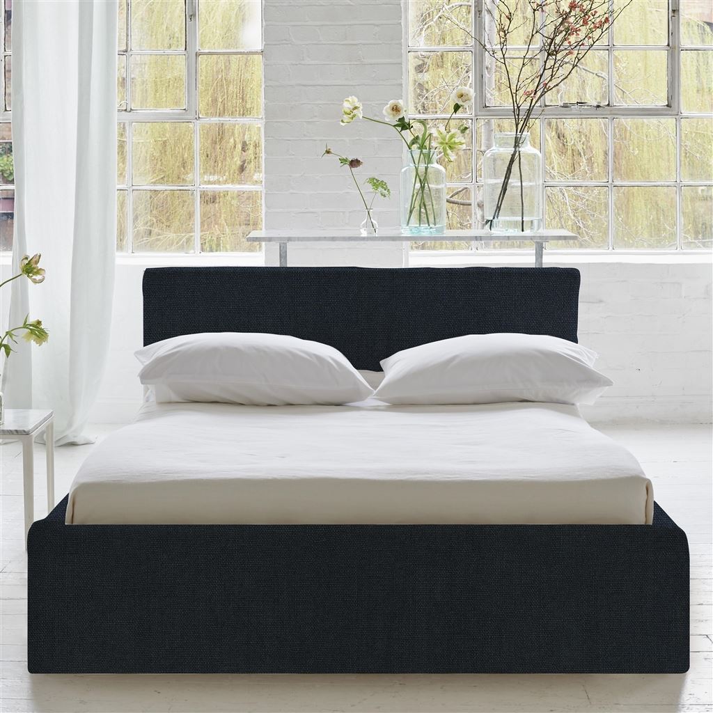 Square Loose Bed Low - Single - Brera Lino - Denim - Beech Leg