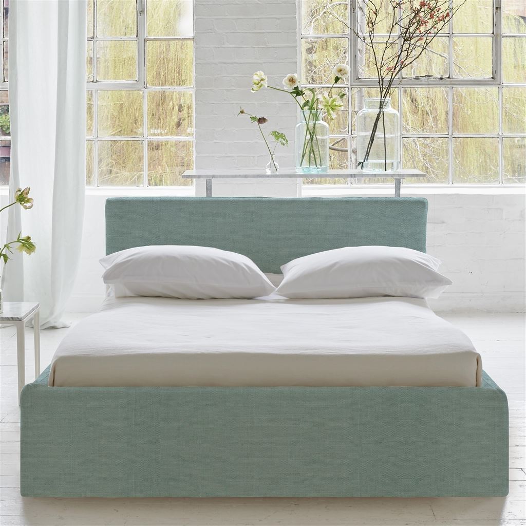 Square Loose Bed Low - Single - Brera Lino - Celadon - Beech Leg