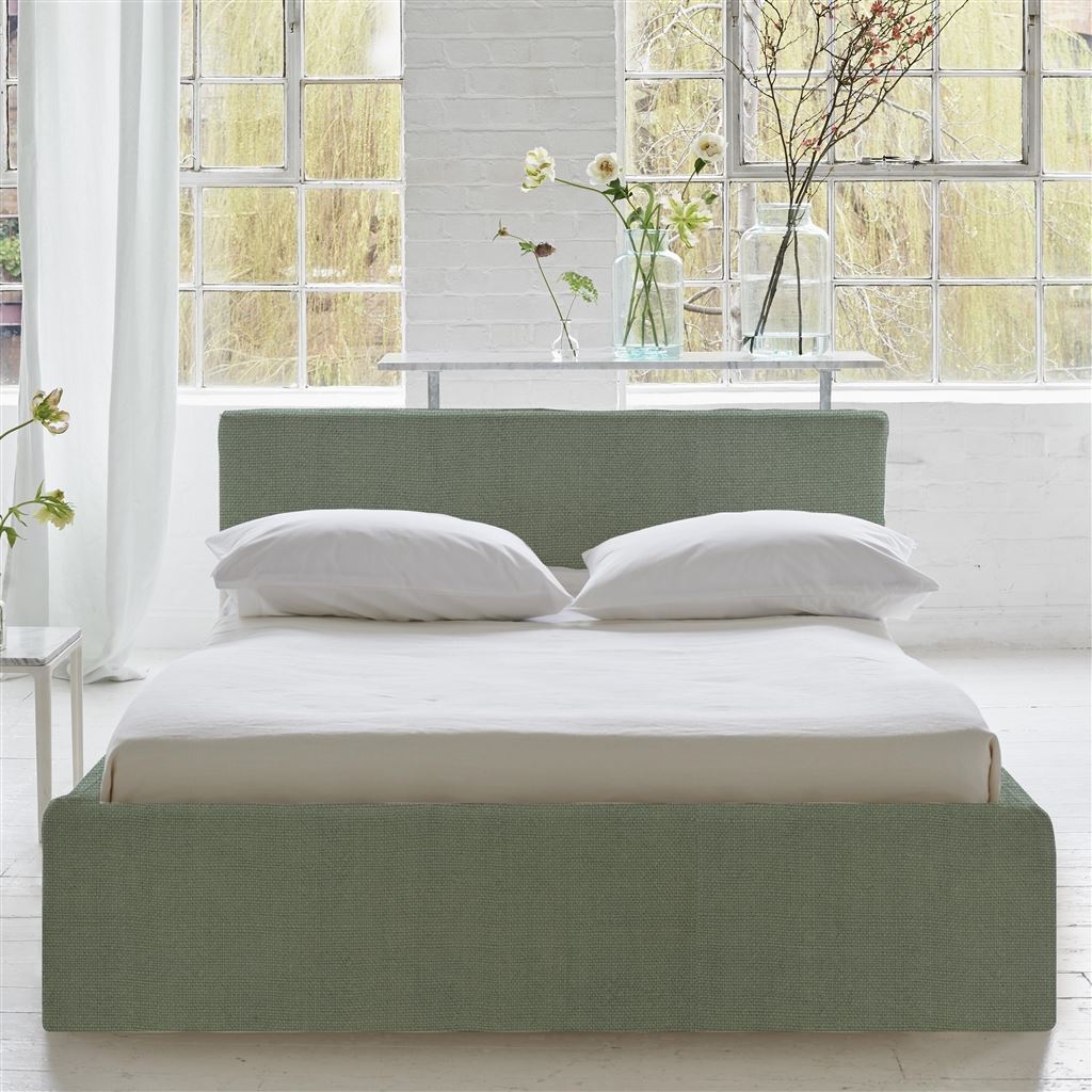 Square Loose Bed Low - Single - Brera Lino - Jade - Beech Leg