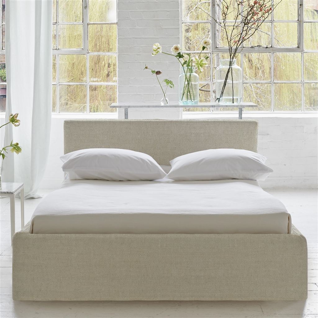 Square Loose Bed Low - Single - Brera Lino - Natural - Beech Leg