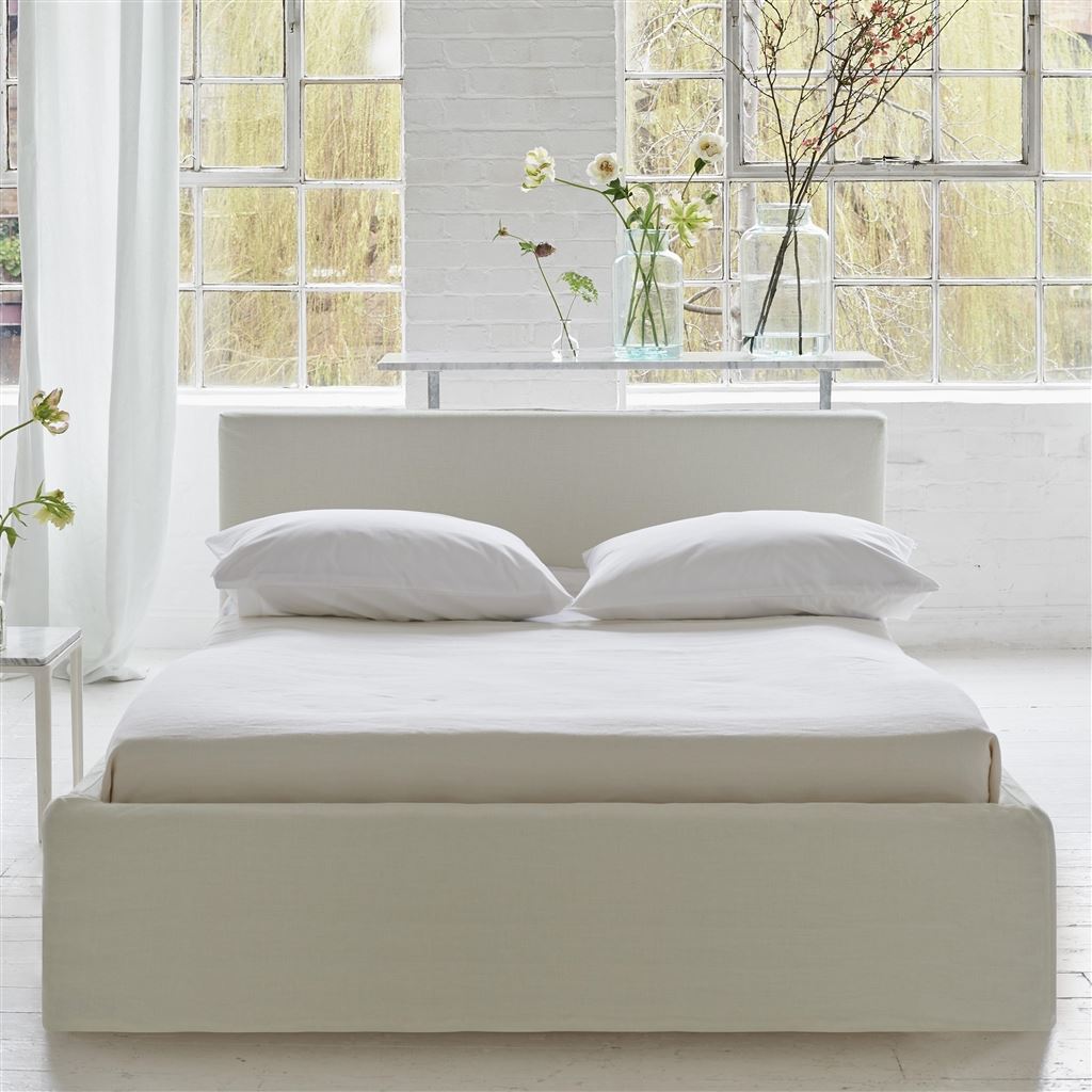 Square Loose Bed Low - Single - Brera Lino - Oyster - Beech Leg