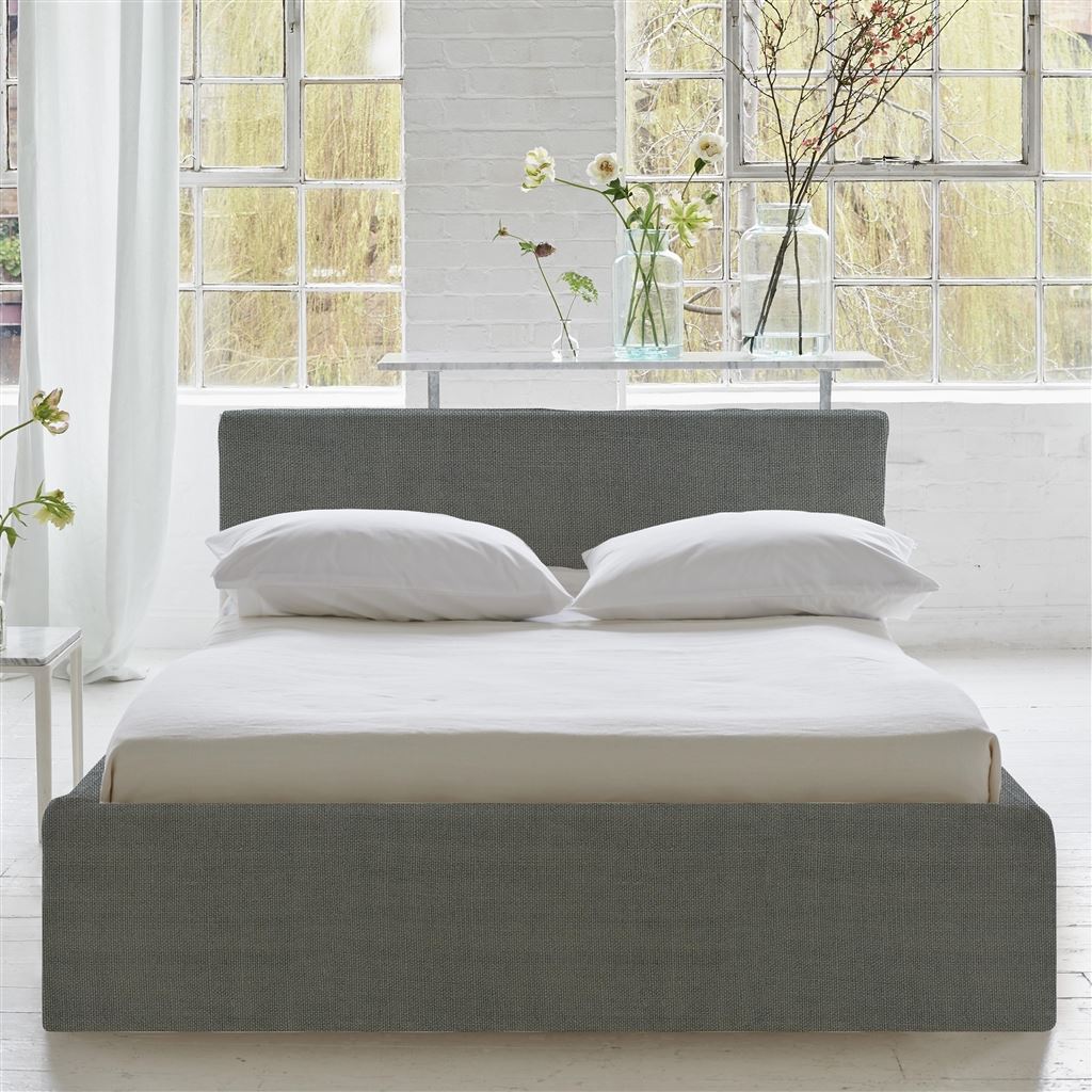 Square Loose Bed Low - Single - Brera Lino - Zinc - Beech Leg