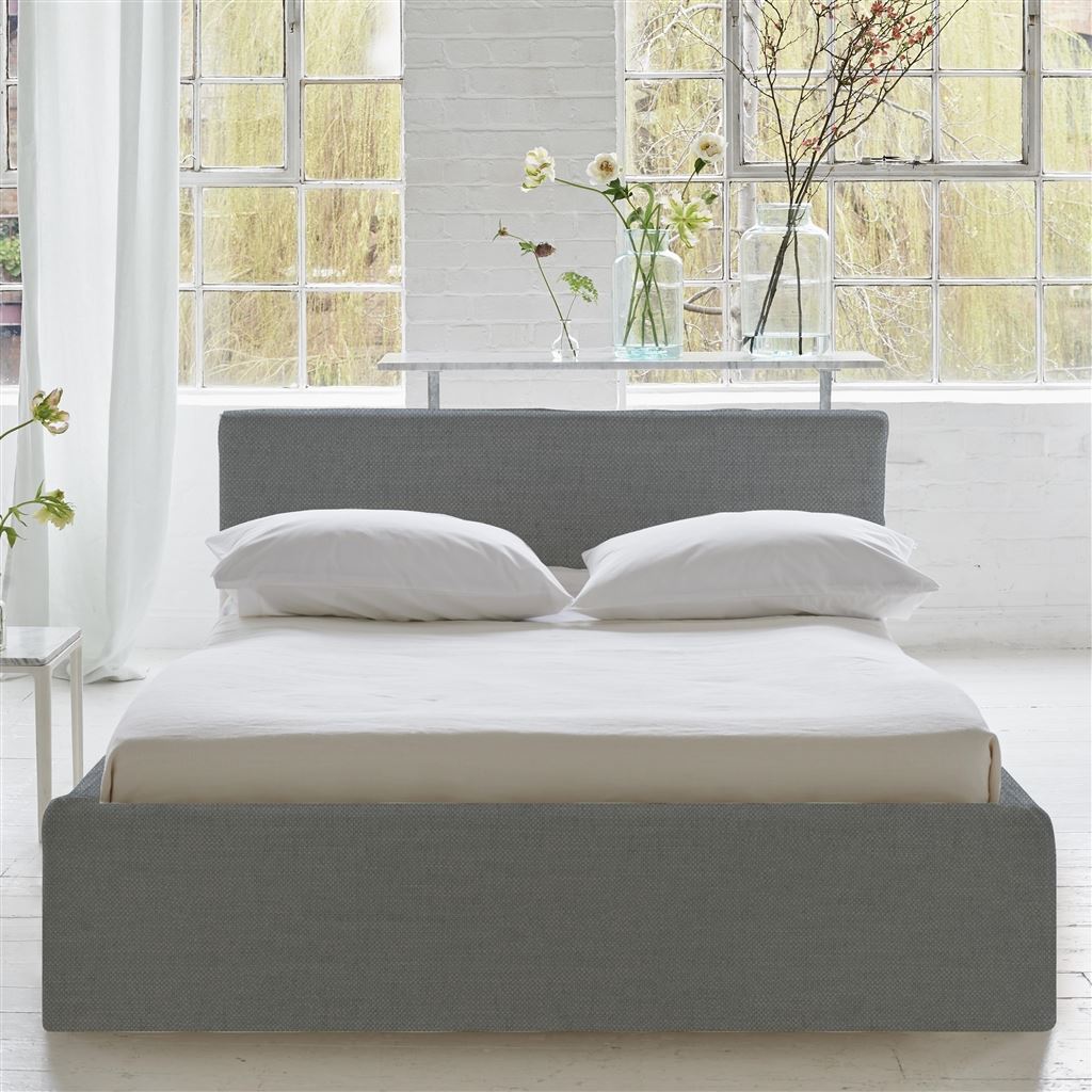 Square Loose Bed Low - Single - Elrick - Zinc - Beech Leg