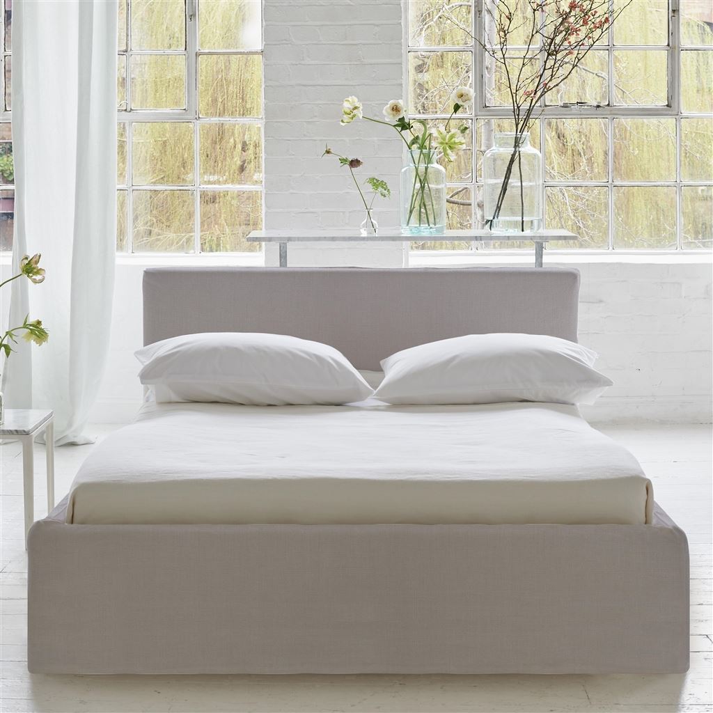 Square Loose Bed Low - Single - Brera Lino - Platinum - Beech Leg