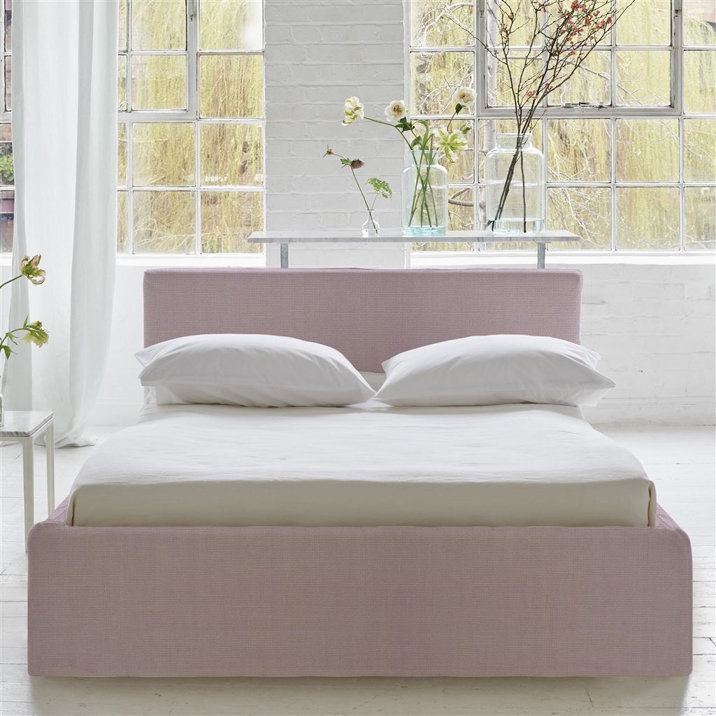 Square Loose Bed Low - Single - Brera Lino - Pale Rose - Beech Leg