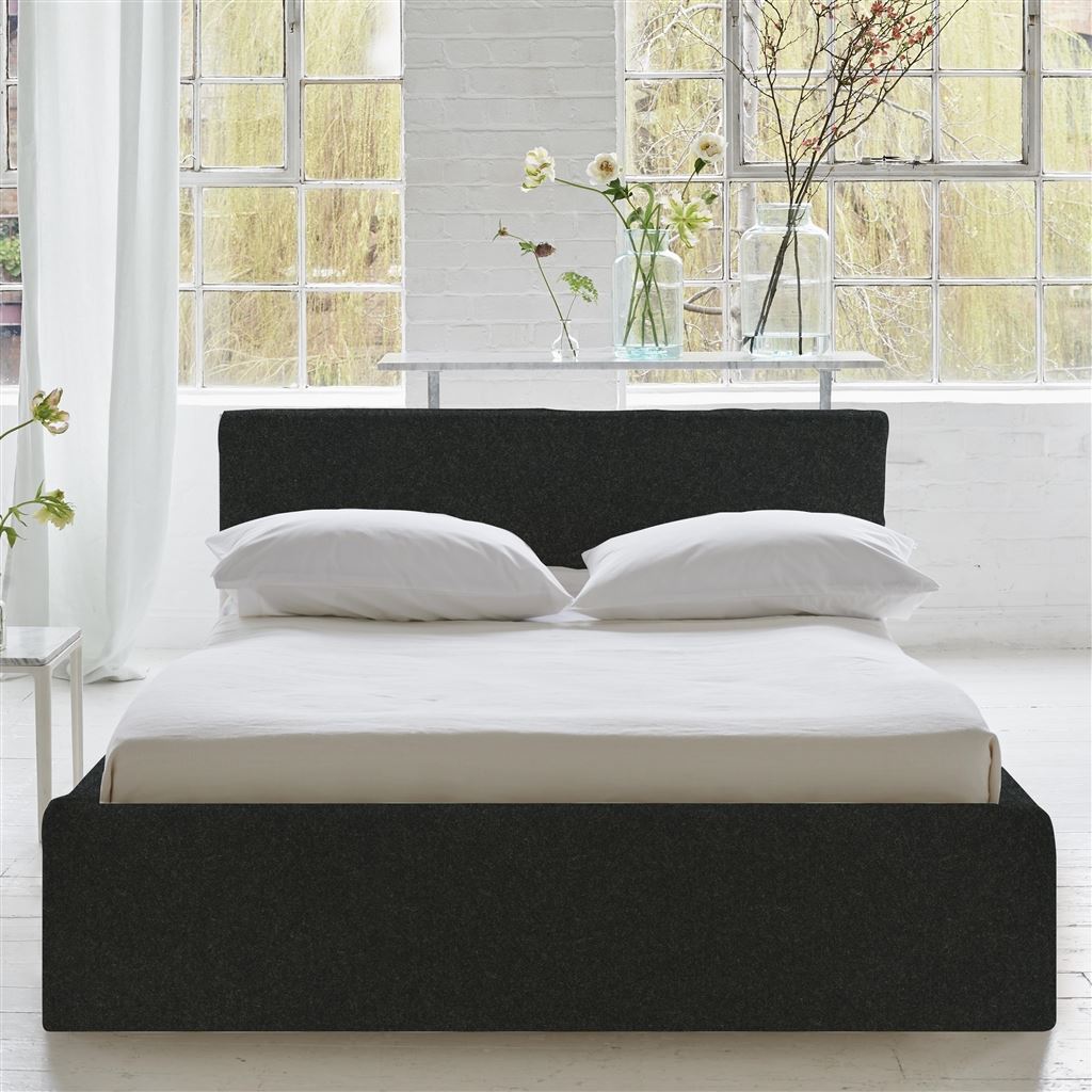 Square Loose Bed Low - Single - Cheviot - Noir - Beech Leg