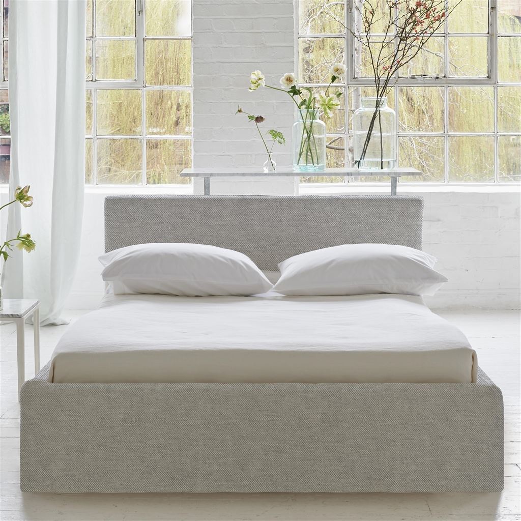 Square Loose Bed Low - Single - Brera Lino - Graphite - Walnut Leg
