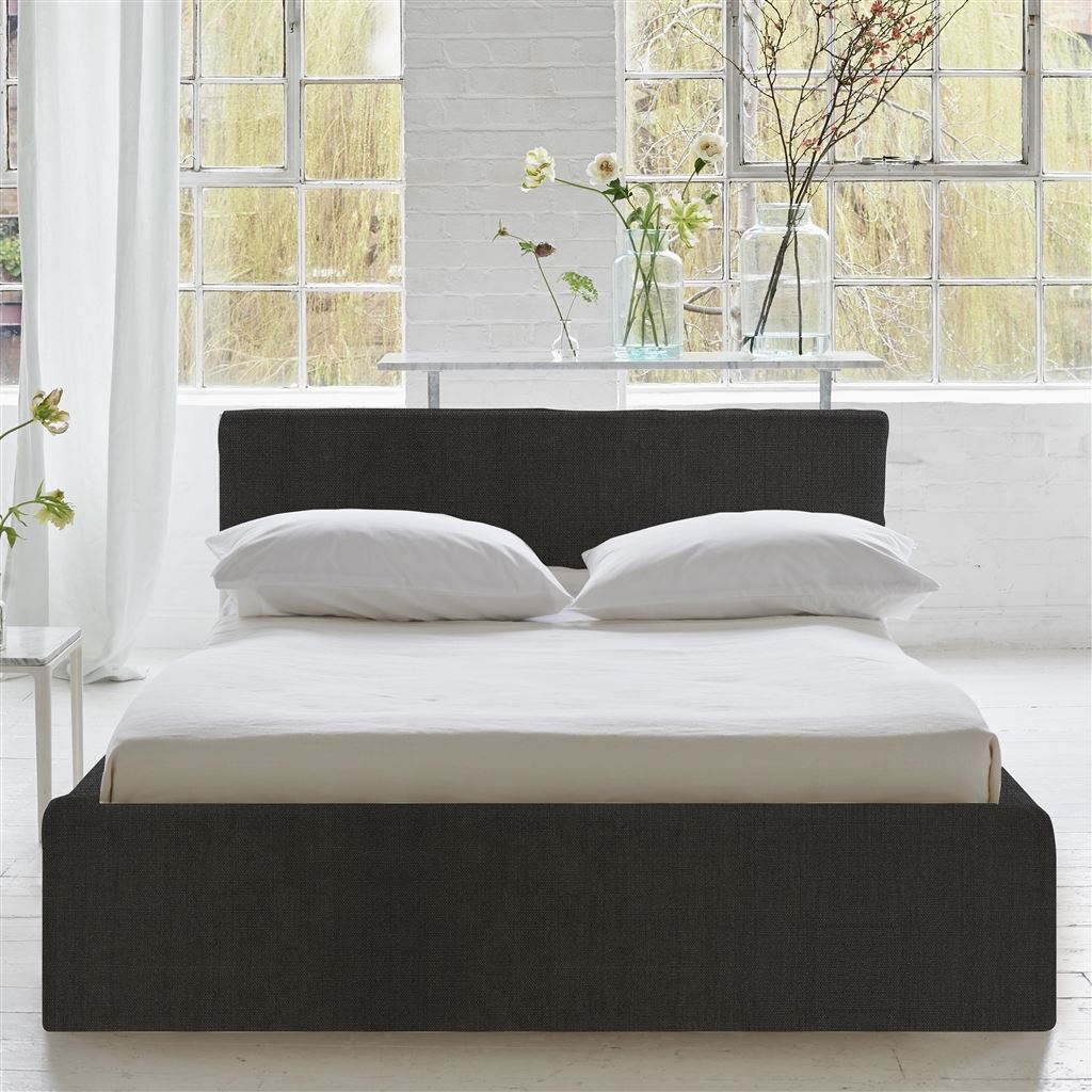 Square Loose Bed Low - Single - Brera Lino - Espresso - Walnut Leg