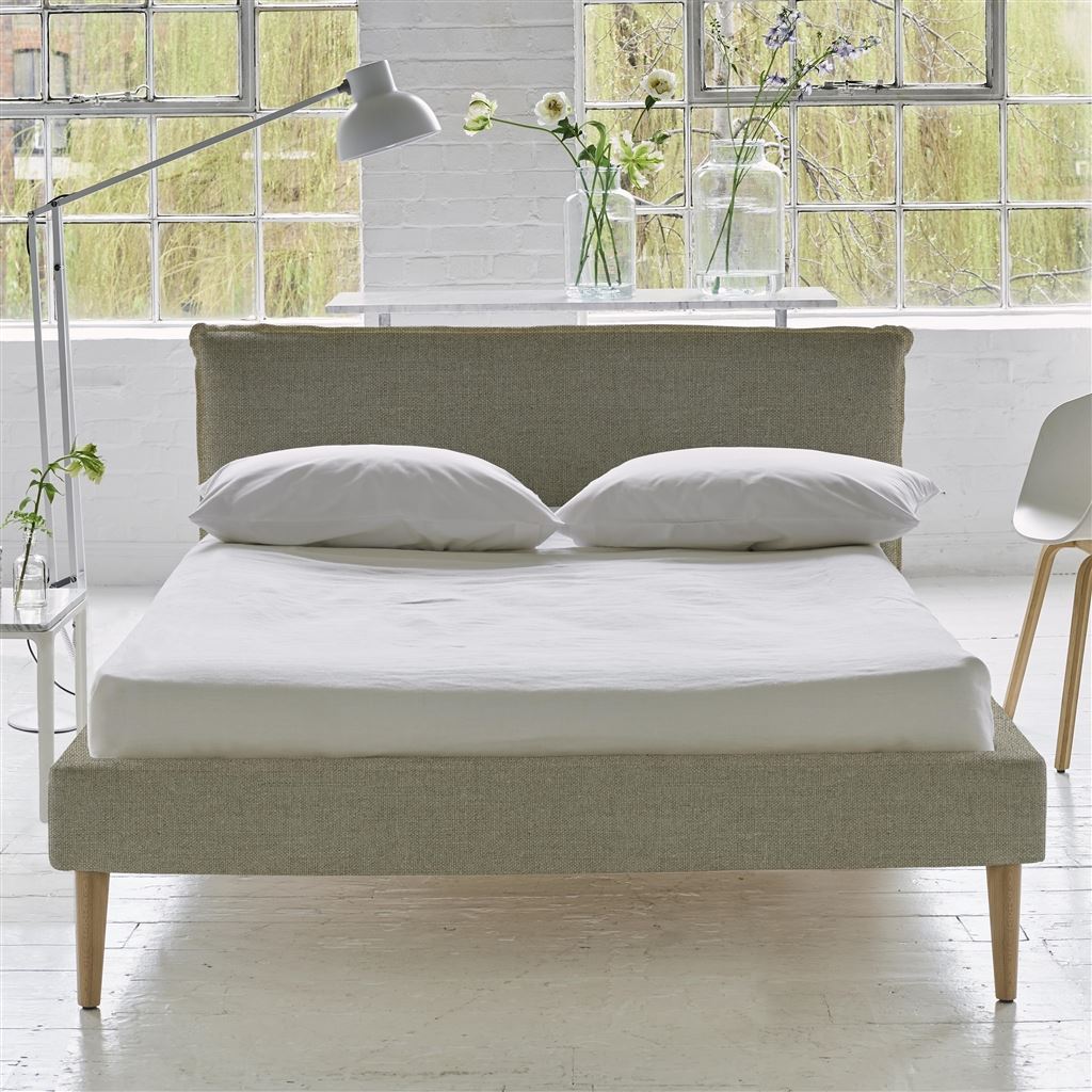 Pillow Low Bed - Double - Brera Lino Pebble - Beech Leg