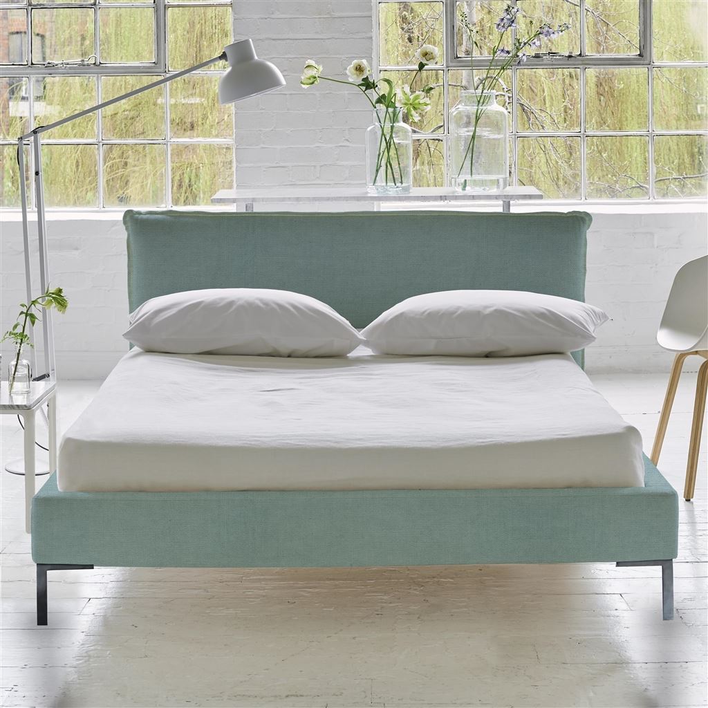 Pillow Low Bed - Double - Brera Lino Celadon - Metal Leg