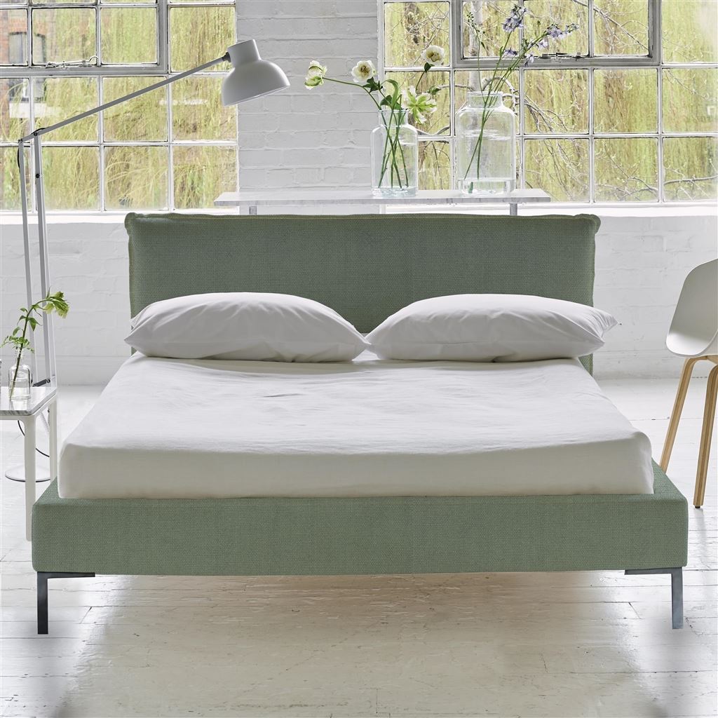 Pillow Low Bed - Double - Brera Lino Jade - Metal Leg