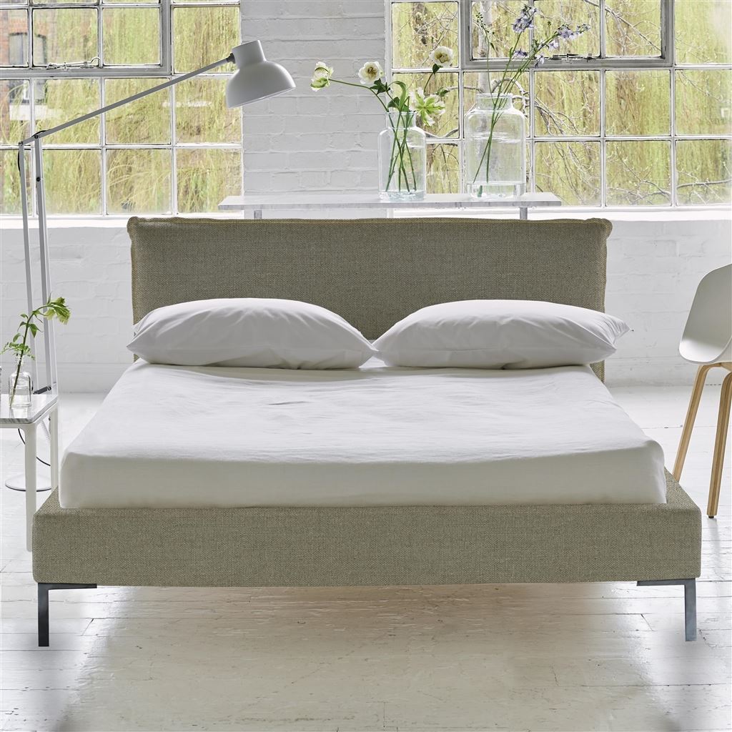 Pillow Low Bed - Double - Brera Lino Pebble - Metal Leg