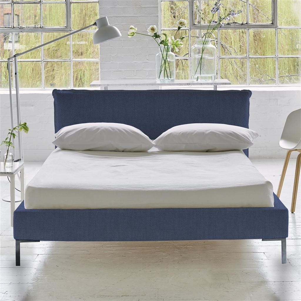 Pillow Low Bed - Double - Brera Lino Marine - Metal Leg