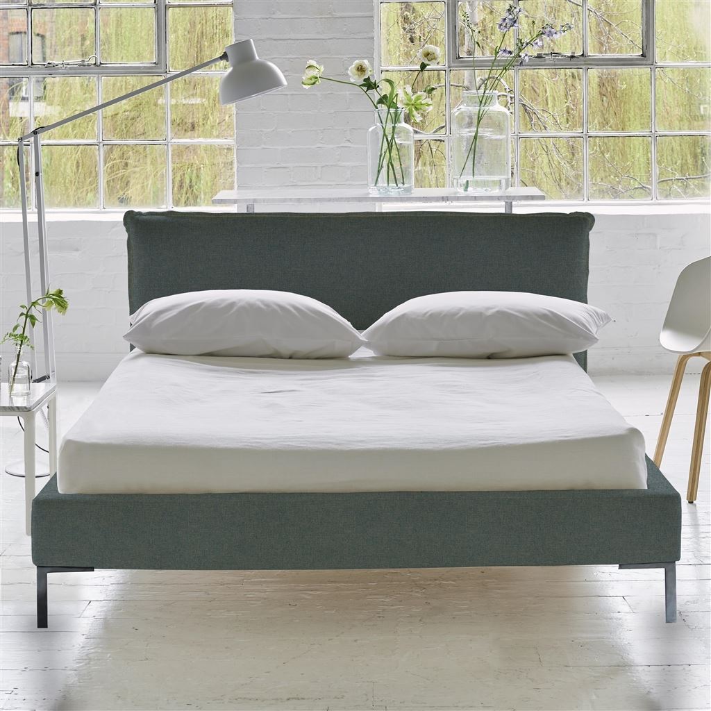 Pillow Low Bed - Double - Rothesay Aqua - Metal Leg