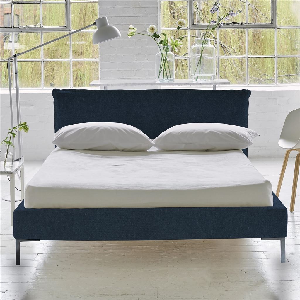Pillow Low Bed - Double - Cassia Prussian - Metal Leg
