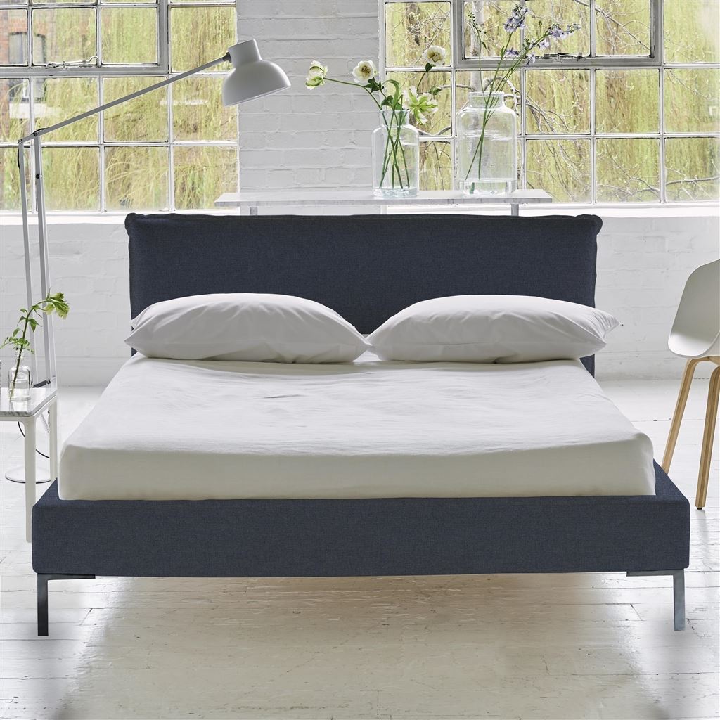 Pillow Low Bed - Double - Rothesay Denim - Metal Leg