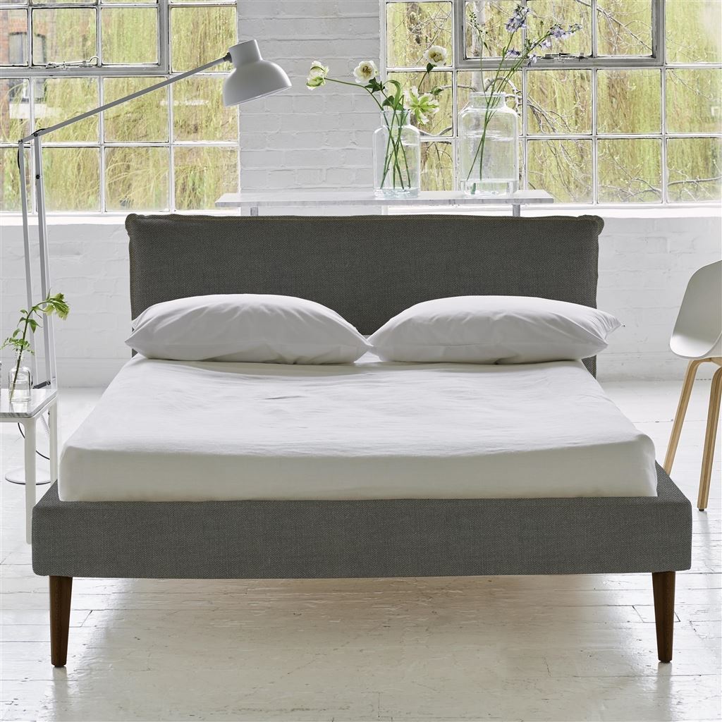 Pillow Low Bed - Double - Brera Lino Granite - Walnut Leg