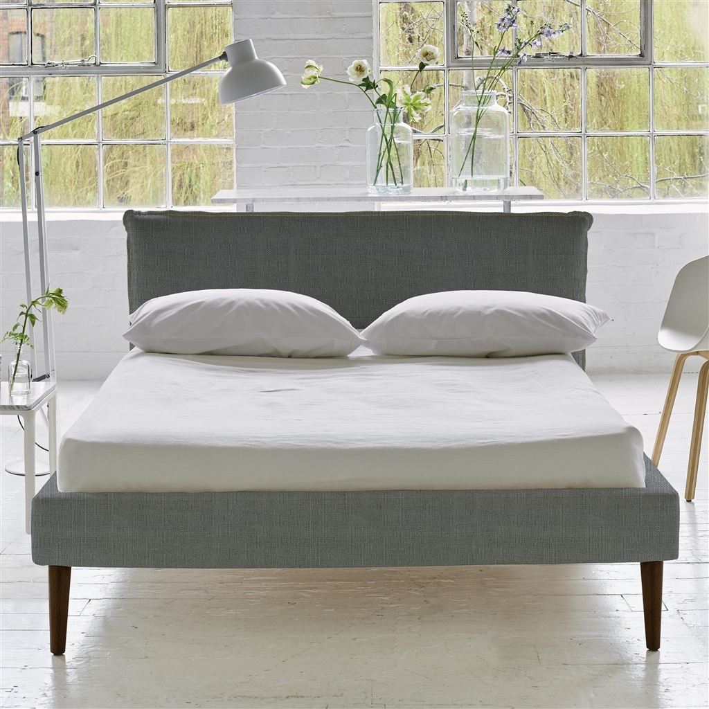 Pillow Low Bed - Double - Brera Lino Zinc - Walnut Leg